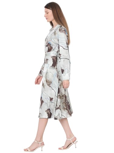 VERO MODA Women's Polyester A-Line Midi Dress (10319944-Storm Gray_Storm