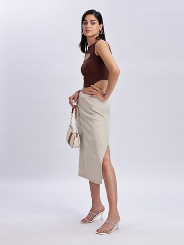 Calvin Klein Jeans Slim Fit Beige Pencil Skirt