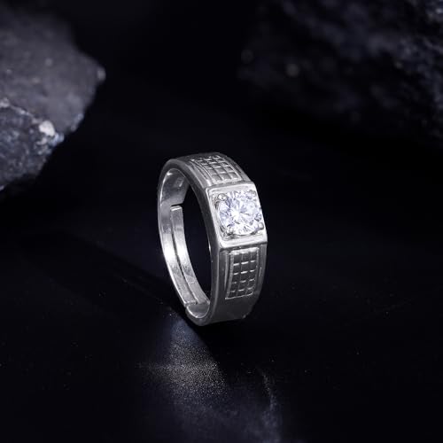 GIVA 925 Silver Classic Stud Ring For Him, Adjustable | Gifts for Men and Boys | With Certificate of Authenticity and 925 Stamp | 6 Months Warranty