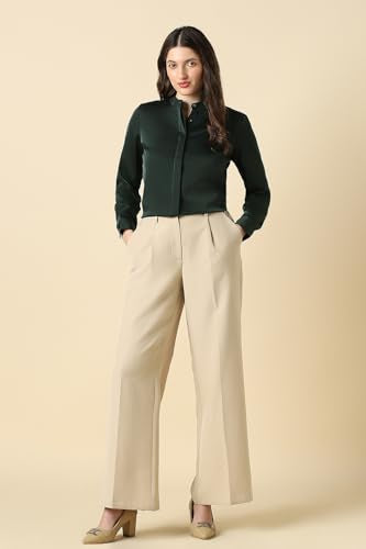 Women Green Solid Long Sleeves Shirt