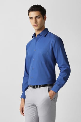 Men Blue Solid Full Sleeves Formal Shirt