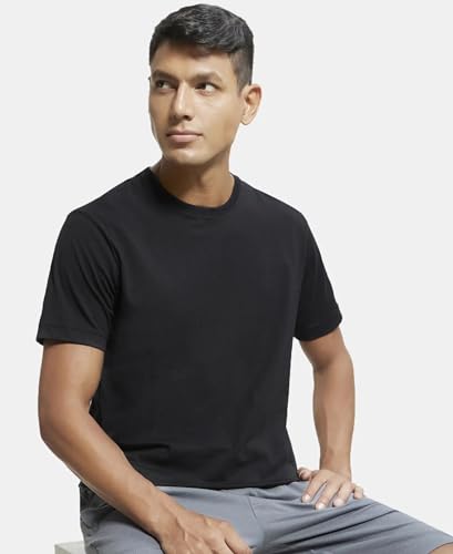 Jockey Men's Regular Fit Round Neck Half Sleeved T-Shirt 2714_Black_L