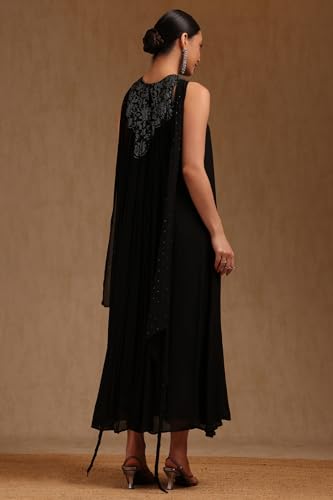 Soch Women's Chinon Calf Length Dress (BDS-FWA5KU61569_Black