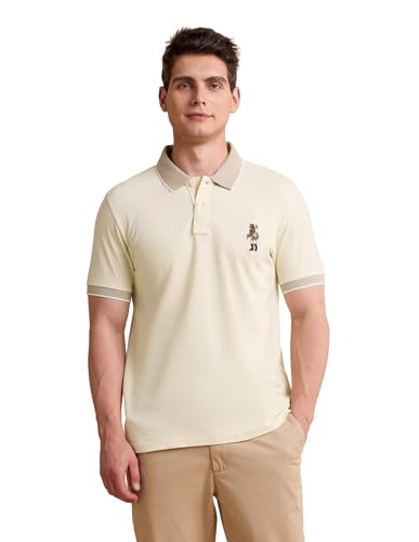 U.S. POLO ASSN. Men's Solid Pure Cotton Polo Shirt Beige