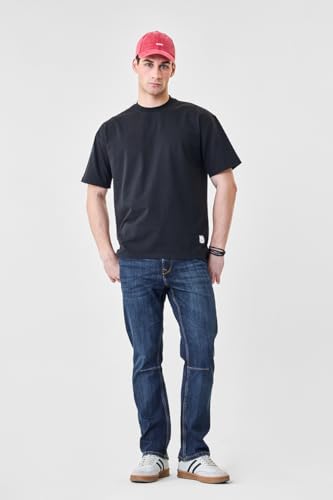 SNITCH Men Dark Blue Casual Jeans | Straight Fit Mid Rise Washed Design | Durable Cotton Blend & Smooth Denim Fabric for Everyday Comfort & Style