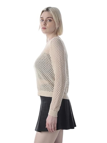 ONLY Women's Self Design Regular Fit Beige Top