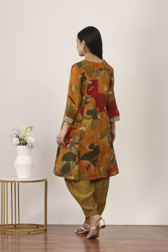 Rangriti Viscose Polyester Printed A-Line Festive Kurta With Salwar And Dupatta