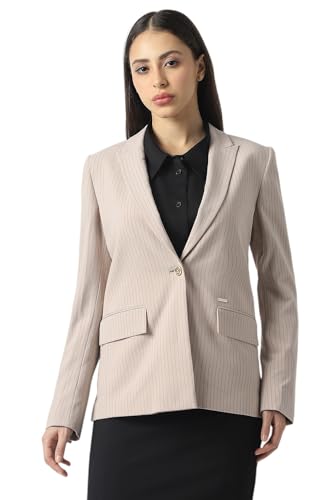 Women Beige Stripe Blazer