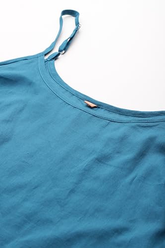 Aarke Ritu Kumar Denim Blue Cashmere Peasant Top with Camisole