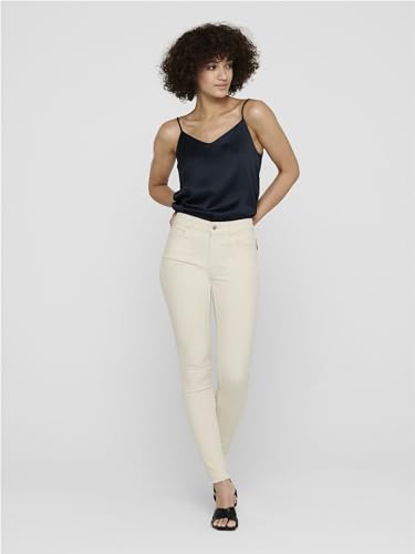 ONLY Women Solid Cotton Blend Crop Length Skinny Fit Mid Rise White Jeans