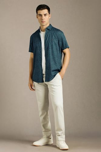 Louis Philippe Men Navy Print Half Sleeves Casual Shirt