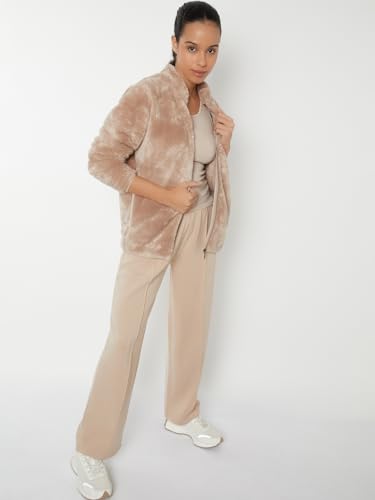 Max Women Teddy Jacket(Beige_XXL)