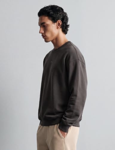 DAMENSCH Heat-Code Smart Oversized Sweatshirt for Men | Double-Brushed Fleece Winter Wear | 5°-15°C Warmth, Anti-Pill & Stretchable, Cinder Brown, M