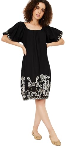 Max Women's Rayon Modern Midi Dress (EMBDRS47002_Black