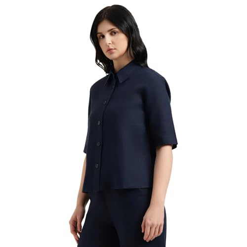 United Colors of Benetton Regular Fit Spread Collar Solid Shirt (Size : L) - 26P5BML5QB75G016 Blue