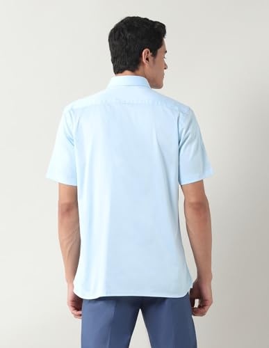 Arrow Men's Solid Regular Fit Shirt (ARAJSH0964_Light Blue
