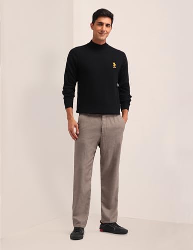 U.S. POLO ASSN. Men's Black Solid High Neck Long Sleeve Casual Cotton Regular Fit Sweater (USSWE2252_Black_3XL)