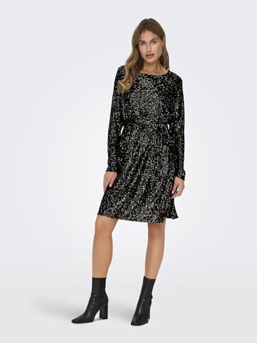 ONLY Women Shimmer Regular Fit Party Black A-line Dress