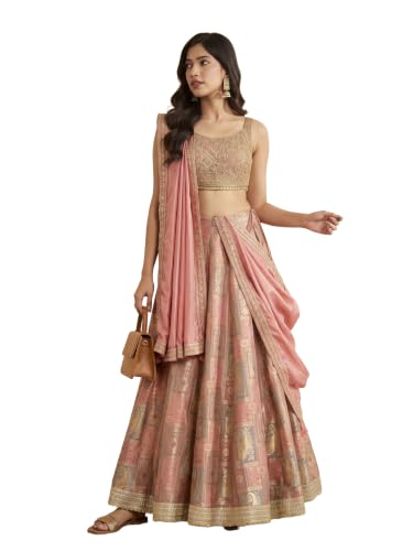 BIBA Silk Solid Kalidar Wedding Blouse With Lehenga And Dupatta