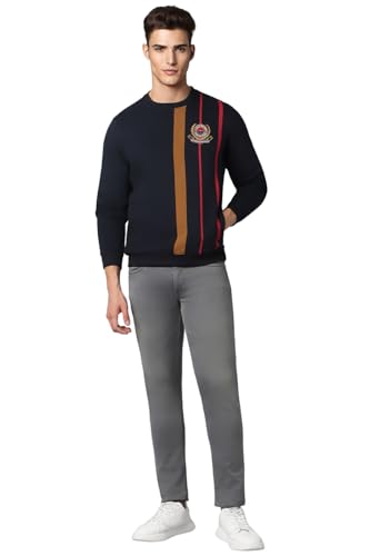 Louis Philippe Men Casual Navy Print Sweatshirt
