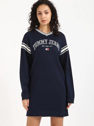 Cotton V-Neck Sweater Dress