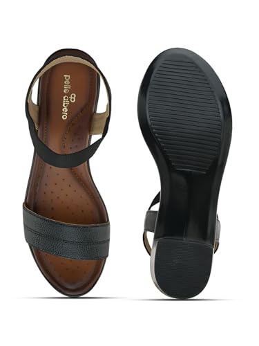 pelle albero Women's Black Leather Slip-On Block Heel Sandals PA-LM-F6609_BLACK_40