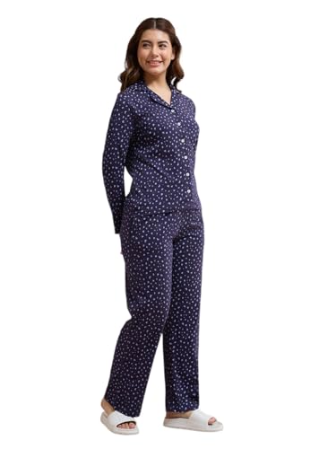 Amante Blue Printed Pure Cotton Women Night Suit