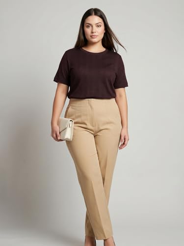 Max Women Striped Knit Top (Burgundy_XXL)
