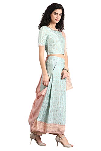 W for Woman Women's Rayon Salwar Suit Set (19FEWS12330-112517_Green_6)