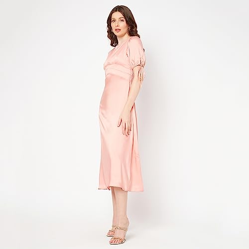 Madamee Women Peach A-line Dress,L