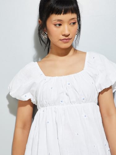Max Alaya F x URB_N Women Embroidered A-line Dress (Off White_XL)