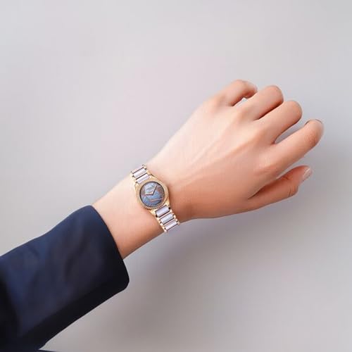 Xylys Quartz Analog Purple Dial Two Toned Steel & Ceramic Strap Watch for Women