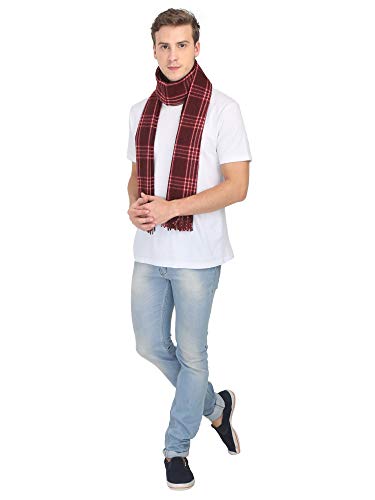 FabSeasons Men's Woollen and Acrylic Scarf/Muffler/Shawl/Stole for Winters, (Red, Maroon, Size - 70 x 180 cm)