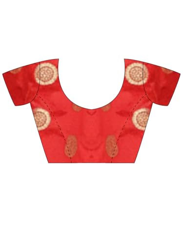 AKHILAM Women's Red Silk Blend Paisley Printed Saree With Unstitched Blouse Piece (2RAWS9032_AI)