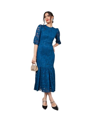 Styli Women's Polyester Maxi Bodycon Dresses Dress (70039094_Blue_XL)