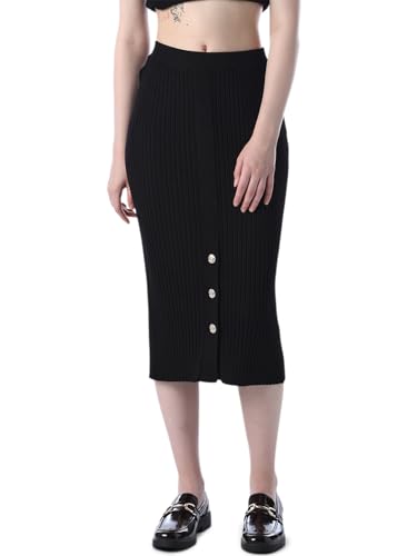 ONLY Women's Solid Pencil High Rise Black Skirt