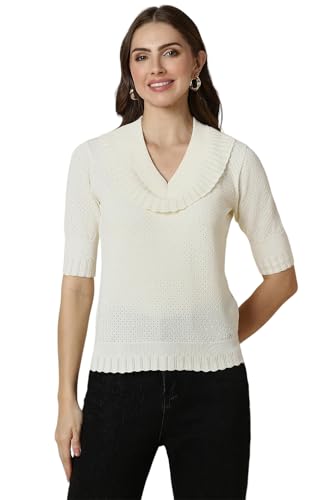 Allen Solly Women's Regular Fit Blouse (AHFTCRGFN32015_Cream