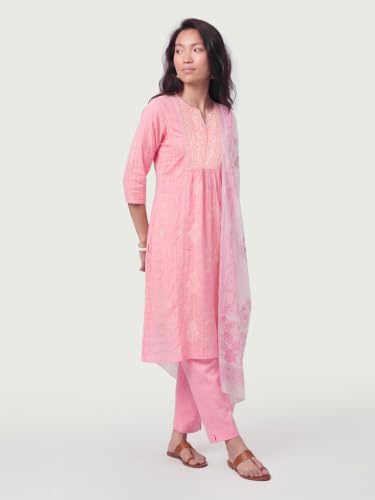 Max Women Embroidered A-line Kurta Set(Pink_S)