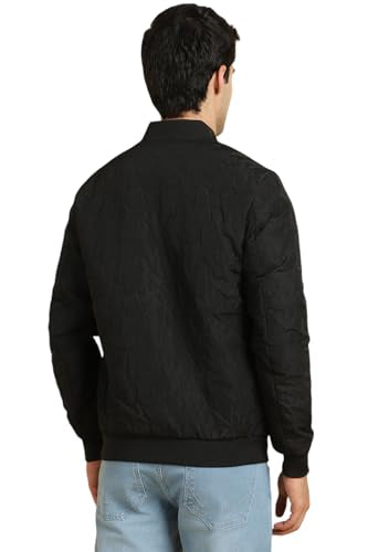 Allen Solly Men Black Textured Full Sleeves Casual Jacket