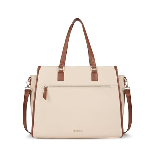 Fastrack PowerCarry Laptop Tote | Faux-Leather Laptop Tote for Women | Dual Compartments, 15'' Padded Laptop Sleeve, Adjustable Webbing Strap, Trolley Loop & External Quick-Access Pocket