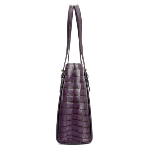 Da Milano Leather Tote Bag for Women - Grapevine Purple (LB-02629)