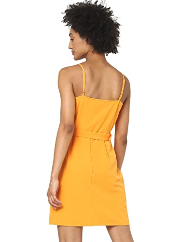 Only Women's Polyester A-Line Mini Dress (15257455- Flame Orange_L)