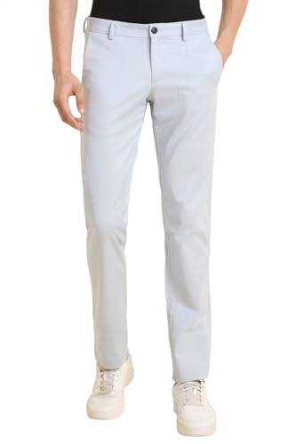 Men Grey Solid Casual Trousers