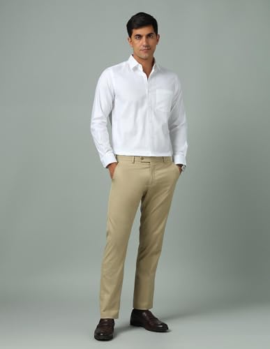 Arrow Men's White Solid Spread Collar Full Sleeve Formal Cotton Regular Fit Shirt (ARAJSH0932_White_38)