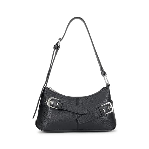 Fastrack Buckle Up Black Shoulder Bag | Faux Leather bag with Front Buckle Accent | Zip Closure Shoulder Bag with Adjustable Strap & Spacious Compartment with Organizer Pockets