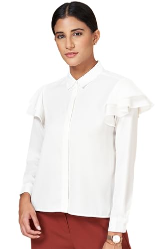 Annabelle by Pantaloons Women's Solid Comfort Fit Top (110143245003_White