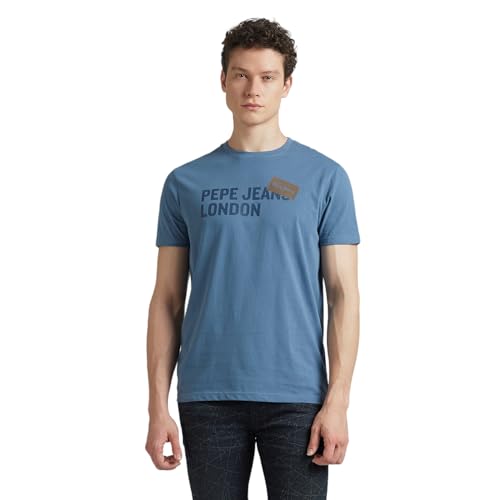 Pepe Jeans Men's Slim Fit T-Shirt (PM509858_BLUEING Blue_Bluing