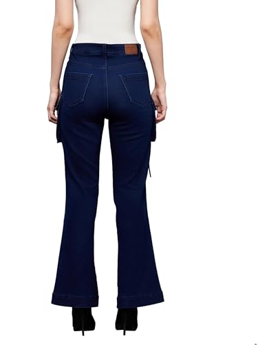 Miss Chase Women's Bootcut High Rise Regular Stretchable Denim Jeans (Plus Size)(MCSS22DEN12-40-71-24, Navy Blue, 24)