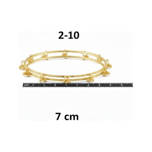 SAMC Women Golden Plated Ghungroo Bangle Set | Set of 8 Pieces | Kashmiri Style Design | Slip On Closure | Festive Wrist Jewellery Women