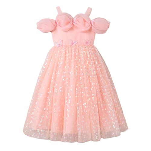 Hopscotch Girls Peach Short Sleeves Butterfly Applique Gown for Age (5-6 Years)